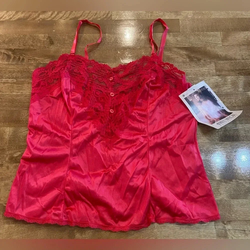 ASHLEY TAYLOR Vintage 80s 90s Red Lingerie Set Two Piece Size Medium 6 USA Made‎